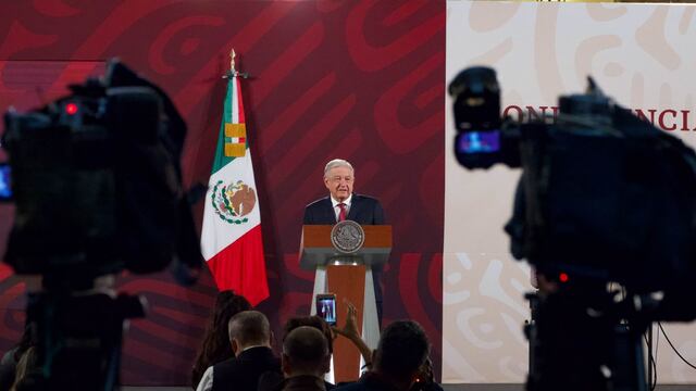 Andrés Manuel López Obrador, durante la conferencia matutina desde Palacio Nacional.