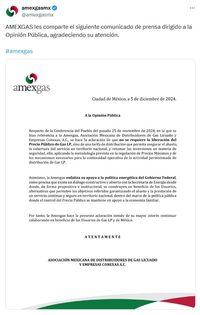 Comunicado Amexgas