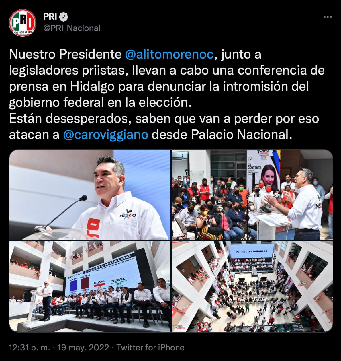 Alejandro Morena acusa ataques contra Carolina Viggiano en Hidalgo