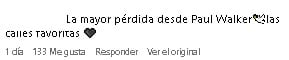 Usuario recuerda a Paul Walker tras la muerte de Andre Beadle.