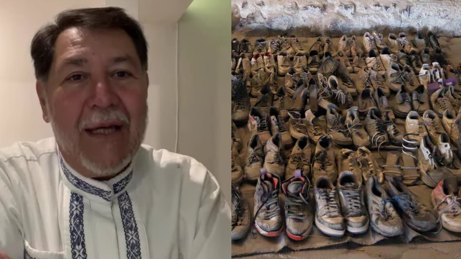 Gerardo Fernández Noroña pone en duda que zapatos del rancho Izaguirre Teuchitlán del CJNG sean de desaparecidos