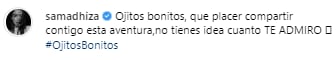 Samadhi Zendejas le deja bonito mensaje a William Levy.