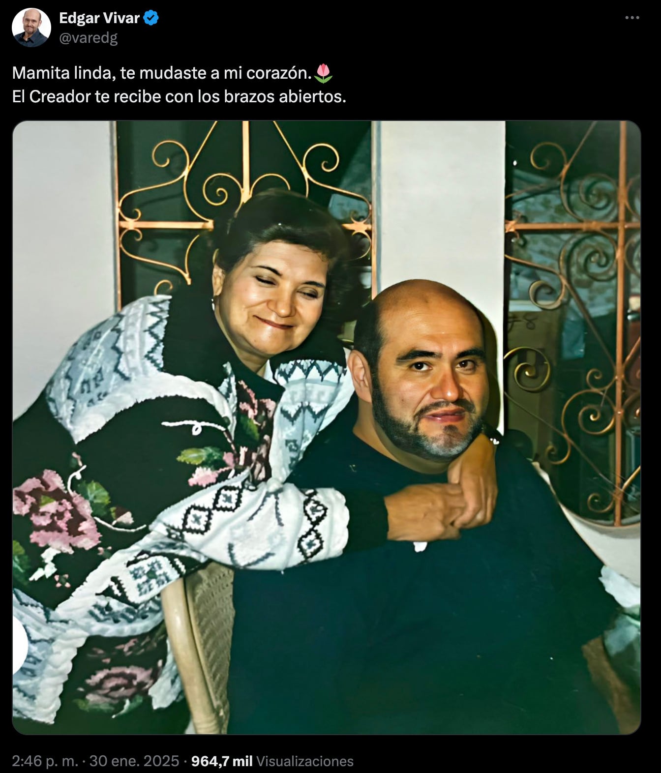 Edgar Vivar confirma la muerte de su madre