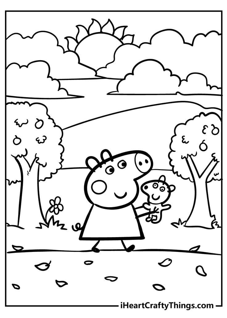 Dibujos de Peppa Pig en el bosque para colorear