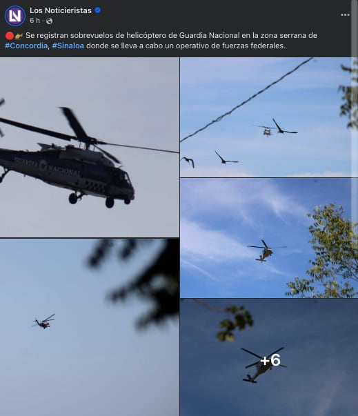 Helicópteros sobrevuelan municipio de Concordia