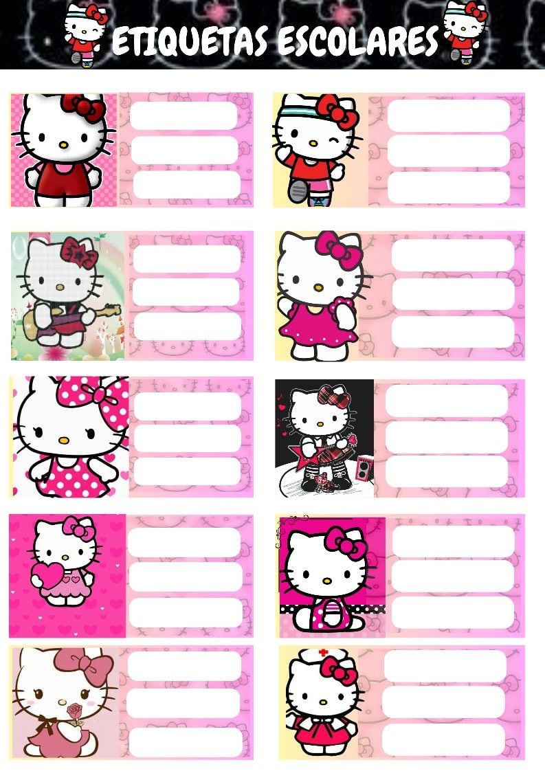 Etiquetas escolares de Hello Kitty para imprimir: 5 bonitas plantillas para el regreso a clases 2024