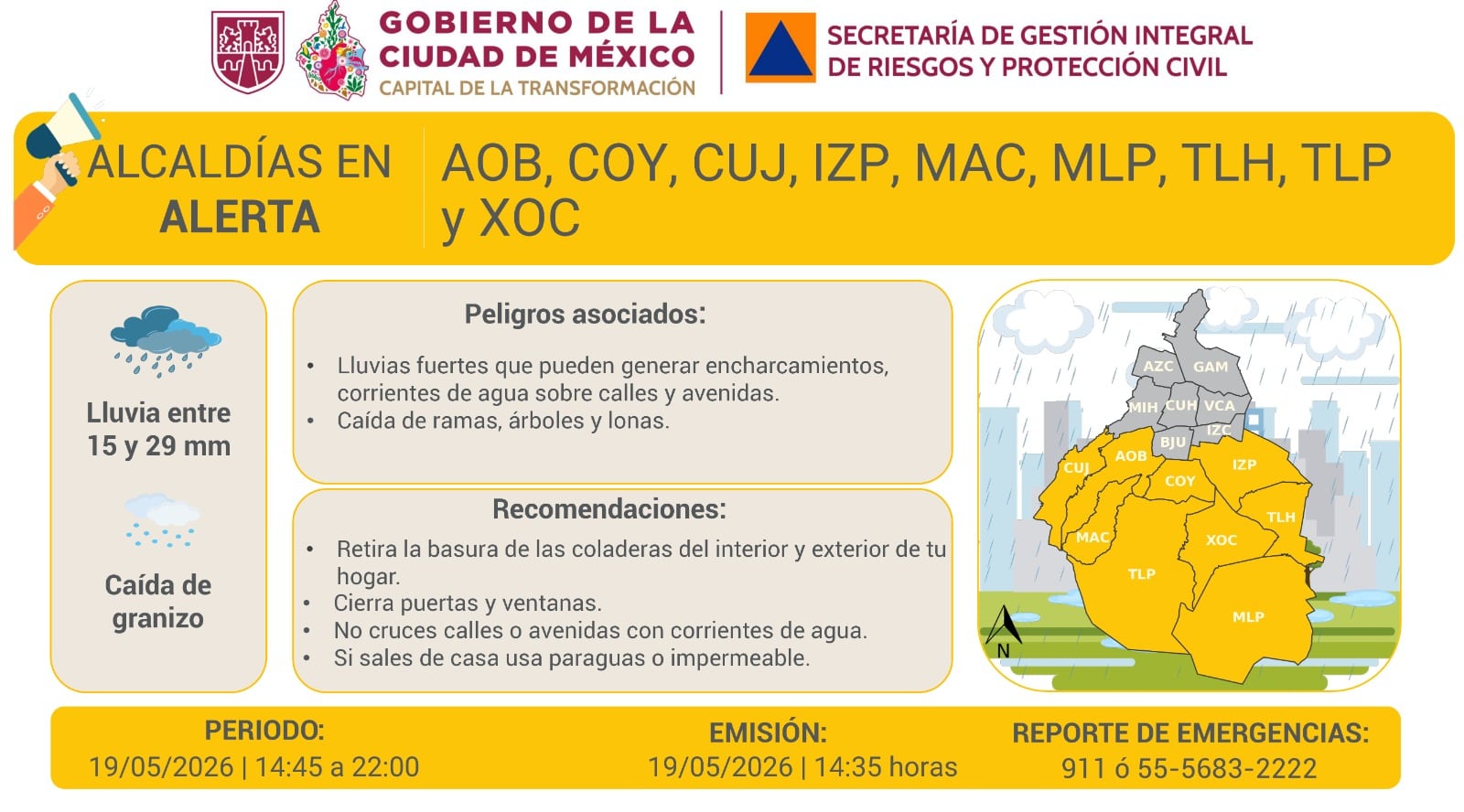 Cielo negro en CDMX: prevén granizo en 9 alcaldías