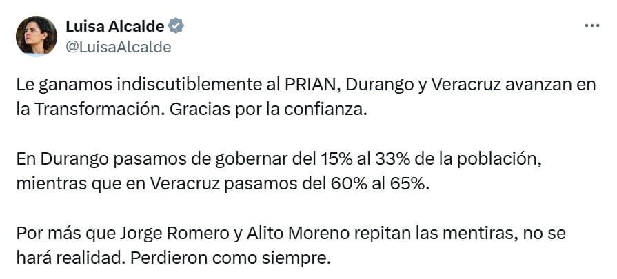 Luisa Alcalde sobre elecciones 2025