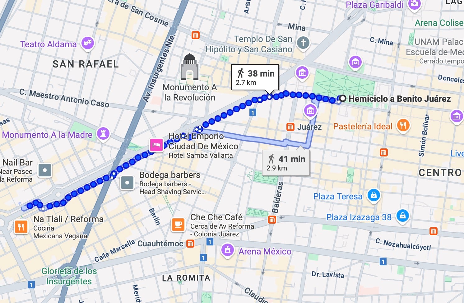 Ruta de la tercera marcha contra la gentrificación en CDMX