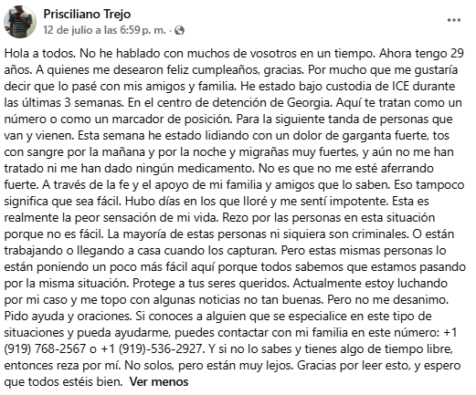 Mensaje de Priciliano Trejo
