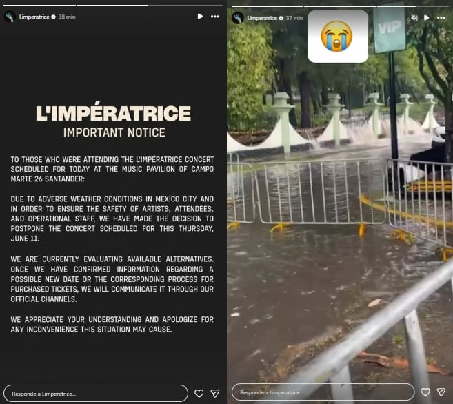 L’Impératrice reacciona a las fuertes lluvias en CDMX