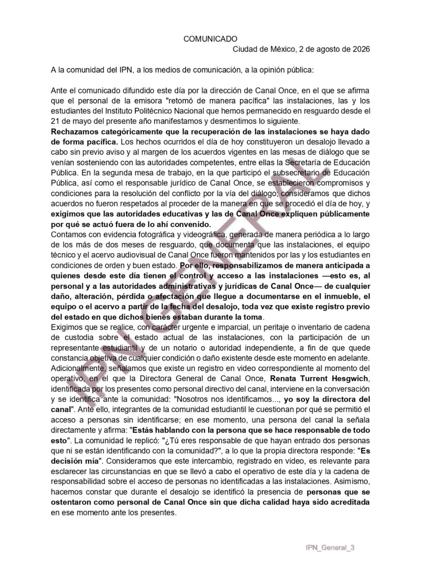 Estudiantes en paro niegan haber dañado el acervo de Canal Once