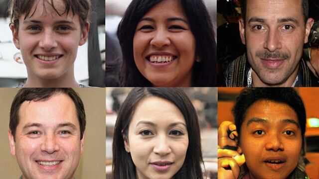 Rostros falsos creados a partir de Inteligencia Artificial.