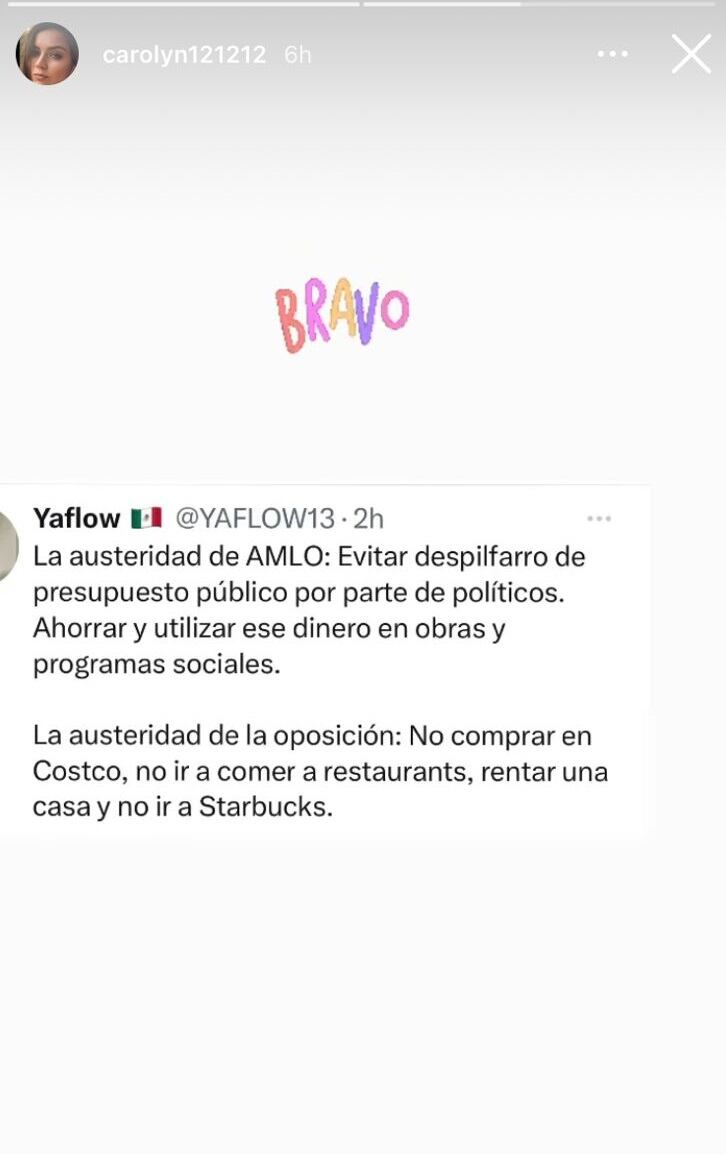 Carolyn Adams, esposa de José Ramón López Beltrán, explicó este día en qué consiste la austeridad de AMLO y la de la oposición.