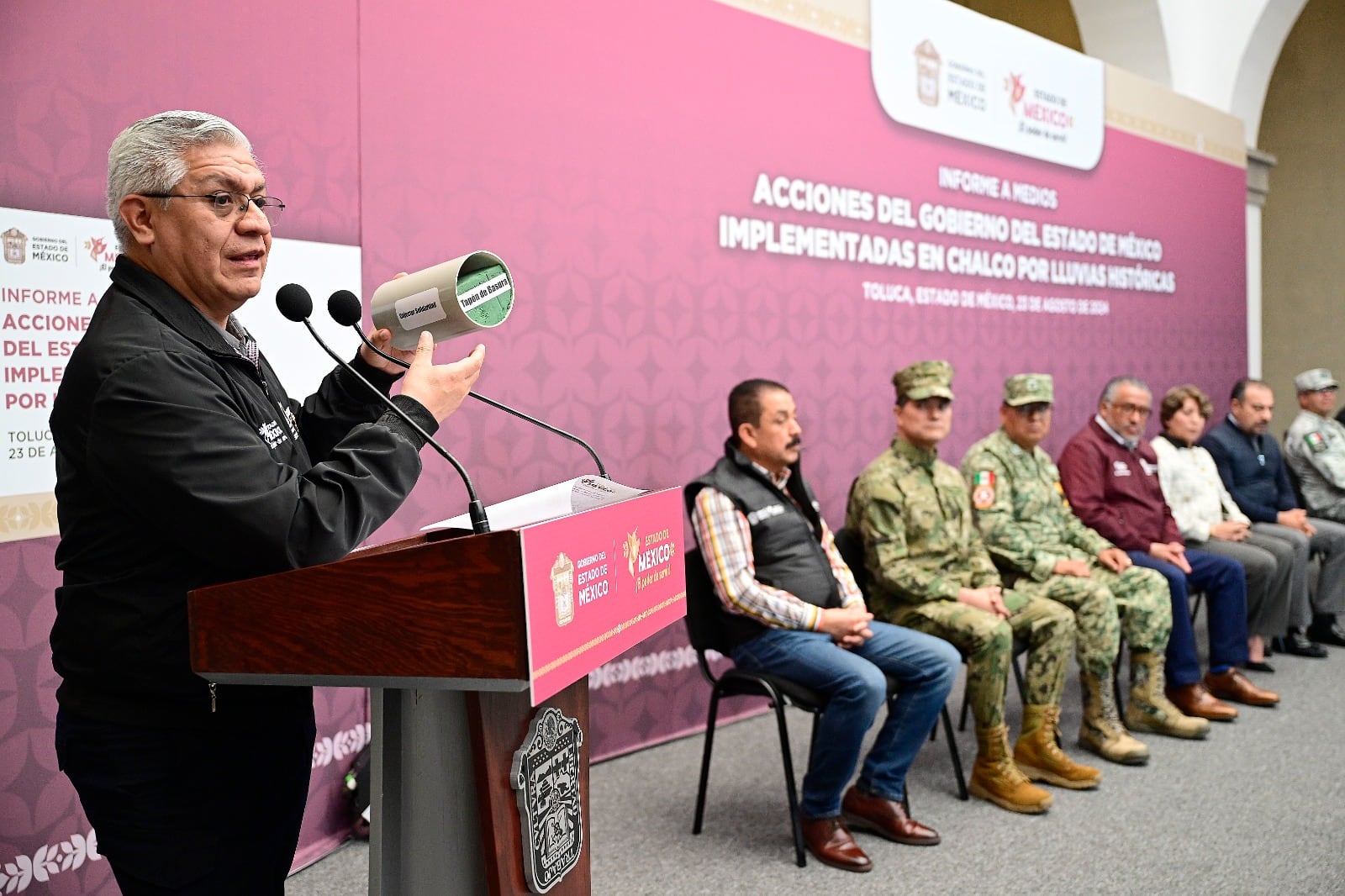 Delfina Gómez despliega elementos y vehículos en Chalco