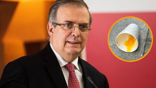 VIDEO: Marcelo Ebrard es agredido al salir de Palacio Nacional; le avientan un vaso de raspado