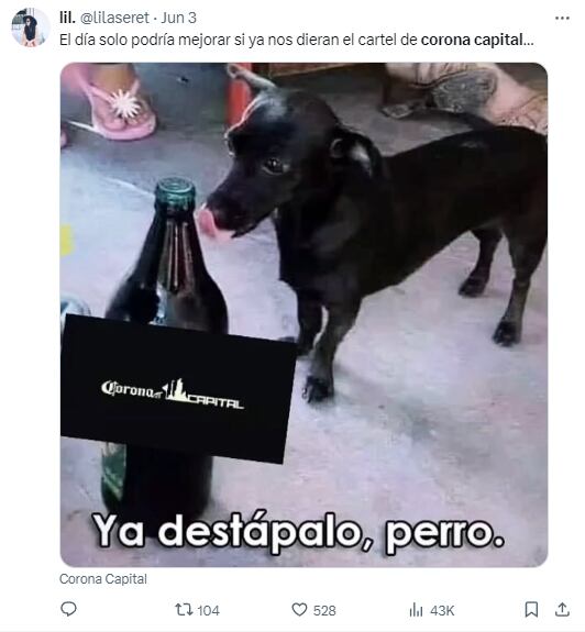 Memes por el cartel del Corona Capital 2024