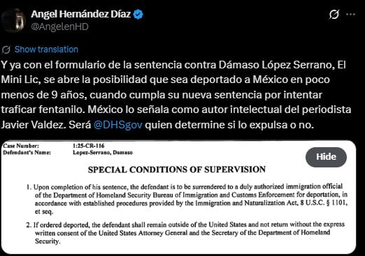 El Mini Lic podría ser deportado a México antes de nueve años