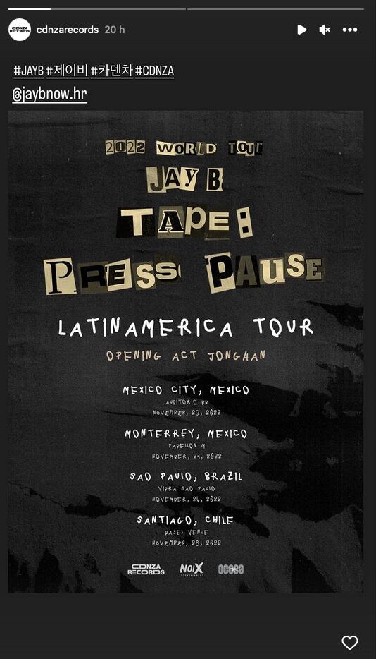 Anuncio del concierto de Jay B de GOT7 en México.