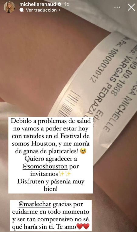 Michelle Renaud es hospitalizada