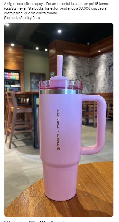 Termo Stanley rosa de Starbucks