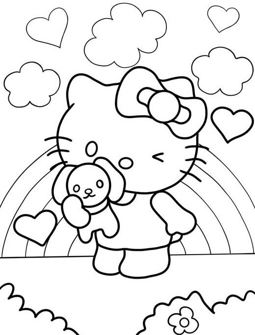 Dibujos de Hello Kitty con temática de primavera