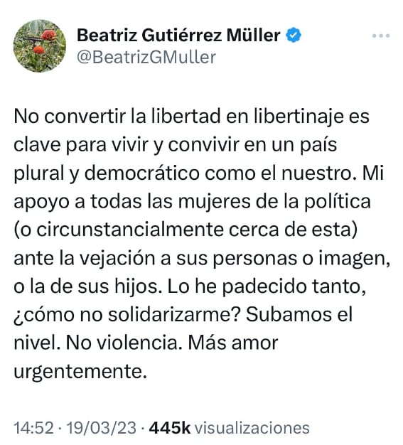 Tuit eliminado de Beatriz Gutiérrez