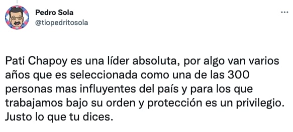 Pedro Sola alaba a Pati Chapoy.
