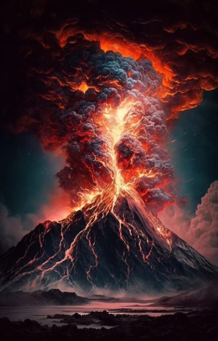 Volcán en erupción que provocará el fin del mundo, según la inteligencia artificial
