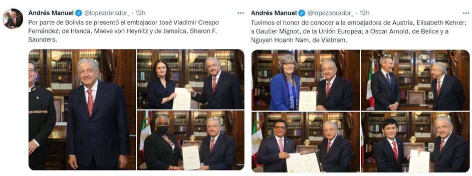 AMLO recibe credenciales de nuevos embajadores