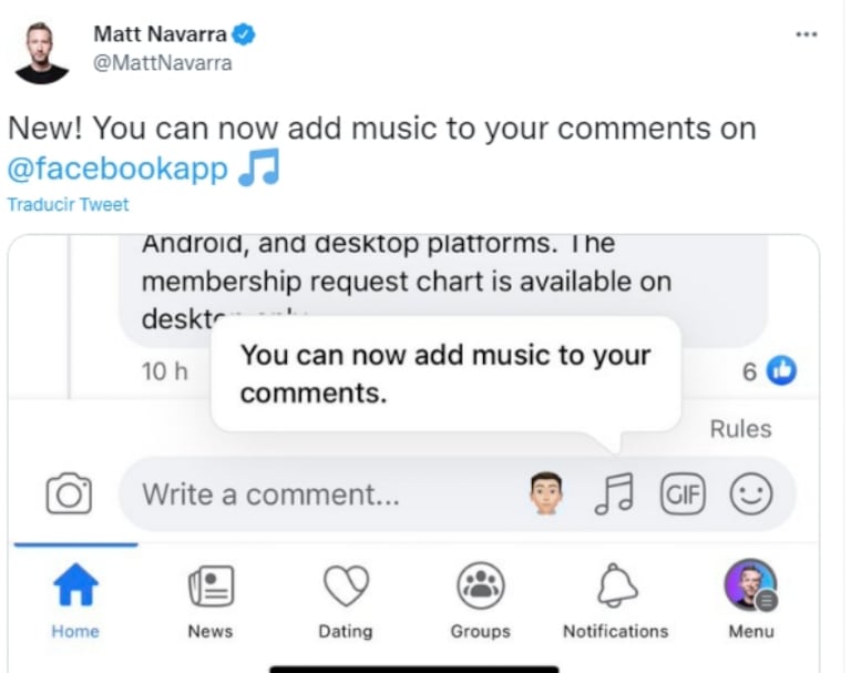 Facebook ya permite comentar con música