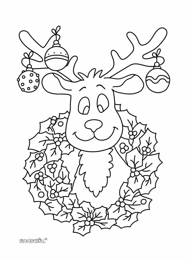Dibujos de reno para colorear en Navidad