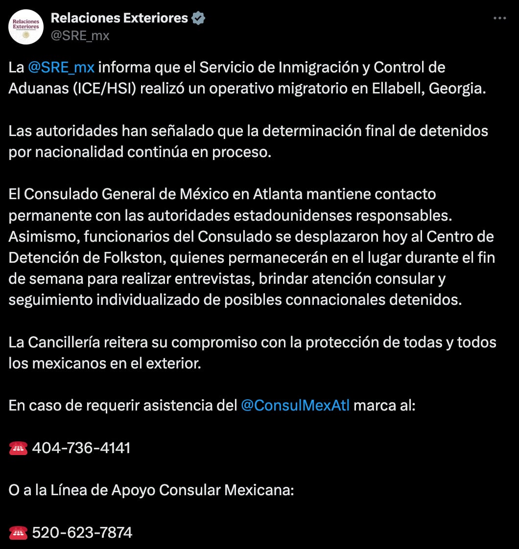 Redada de ICE en planta Hyundai de Georgia: Confirman más de 450 migrantes detenidos