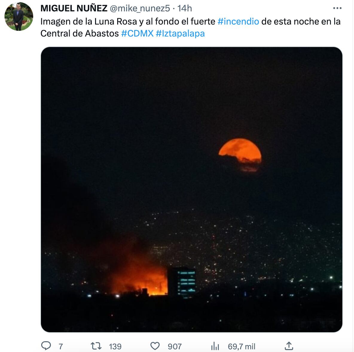 Aseguran que la Luna se vio diabólica con el Incendio Central de Abastos