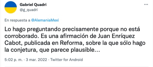 Tuit de controversia de Gabriel Quadri con Alemania