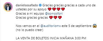 Daniel Sosa feliz por su primer Auditorio Nacional.