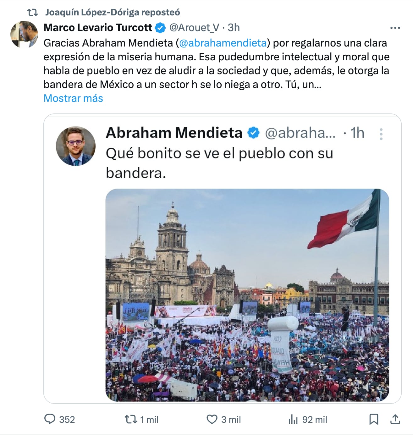 Joaquín López-Dóriga se une a las críticas de la oposición sobre la bandera