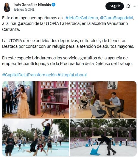 Inés González Nicolás informa labor de la STyFE en la Utopía "La Heroica".