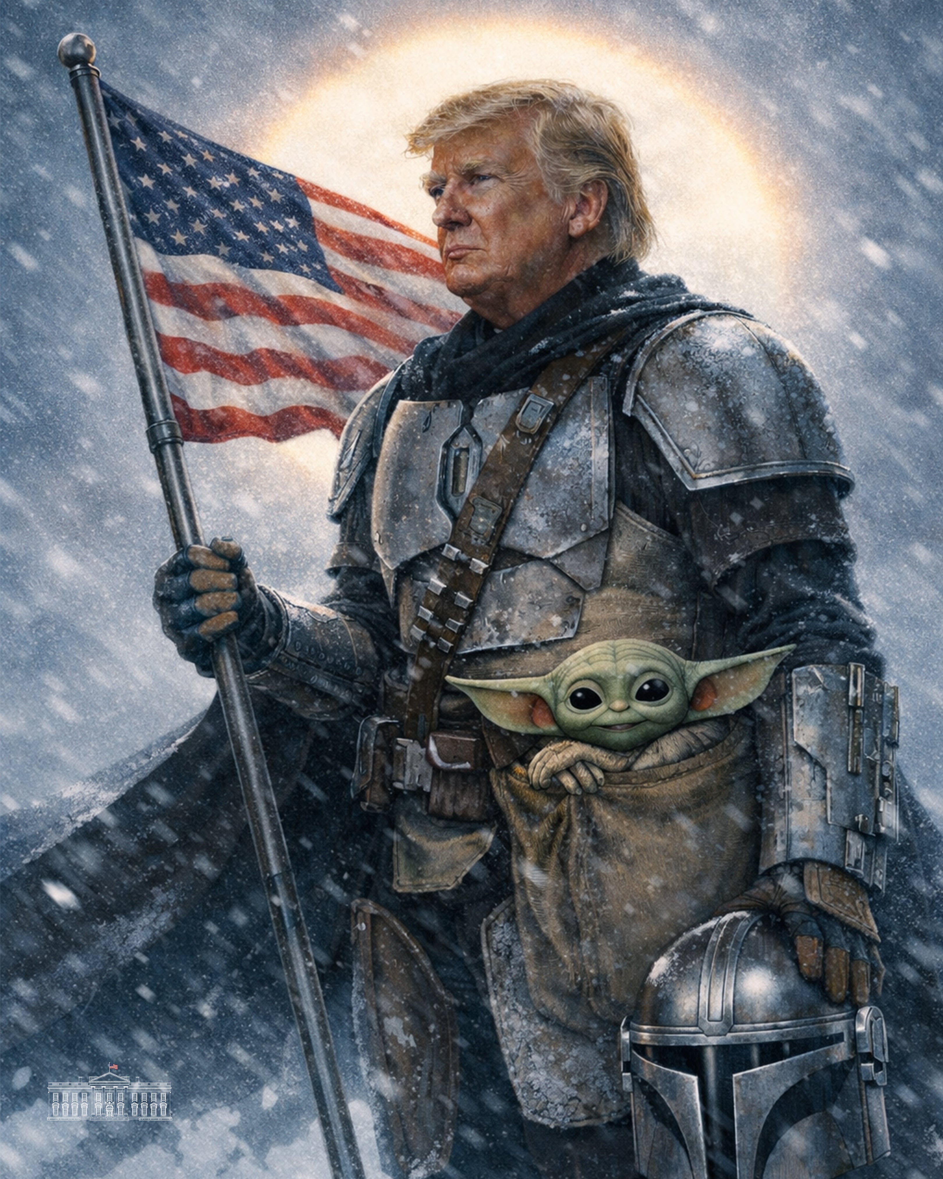 Trump y Grogu aparecen en publicación de la Casa Blanca por Star Wars