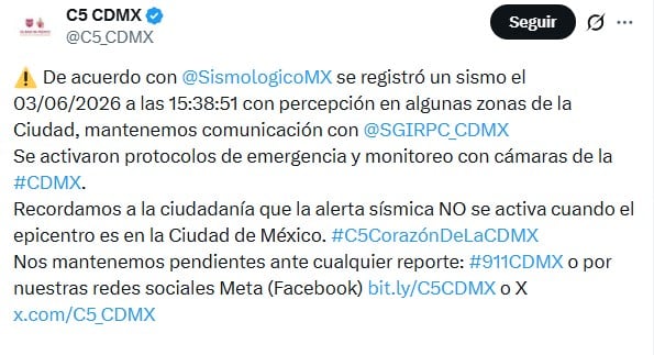 Temblor hoy en CDMX: microsismo de magnitud 2.0 en Álvaro Obregón