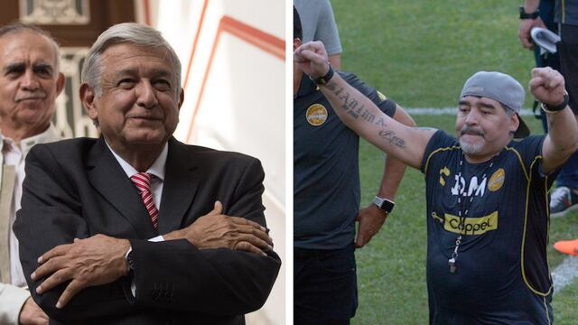Andrés Manuel López Obrador y Diego Armando Maradona