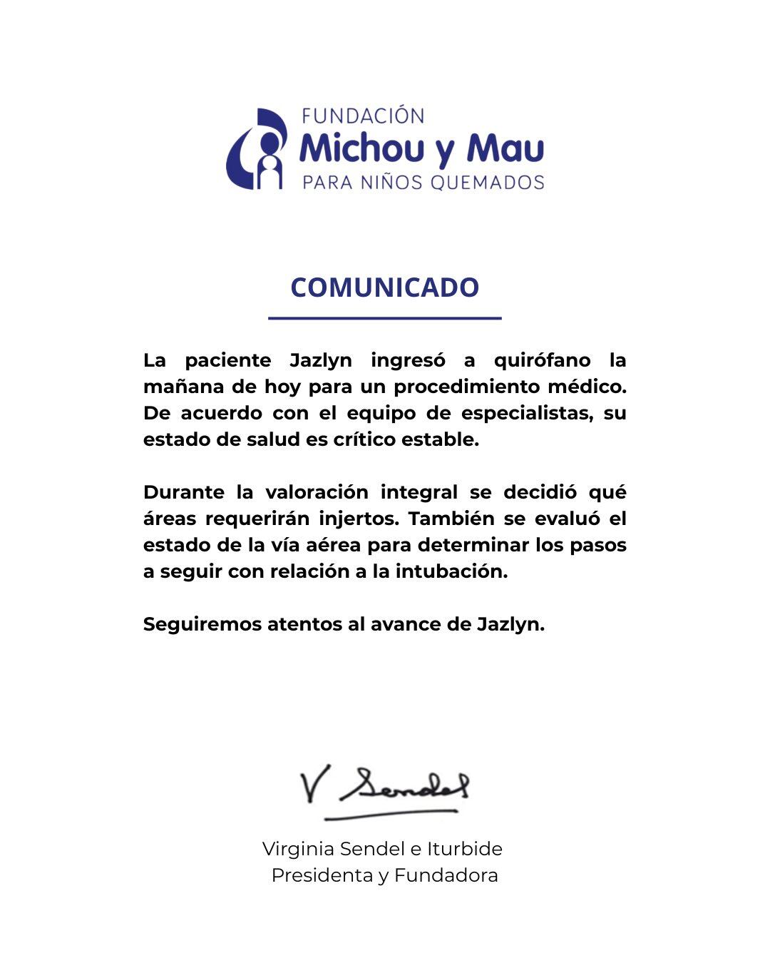Último reporte de salud de Jazlyn