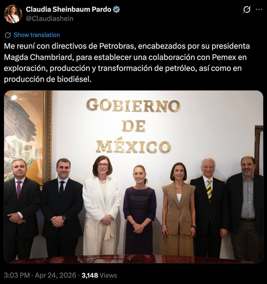 Sheinbaum: Pemex y Petrobras buscan acuerdo en biodiésel y petróleo