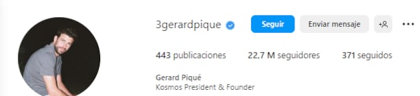Así se ve la cuenta de Piqué en Instagram.