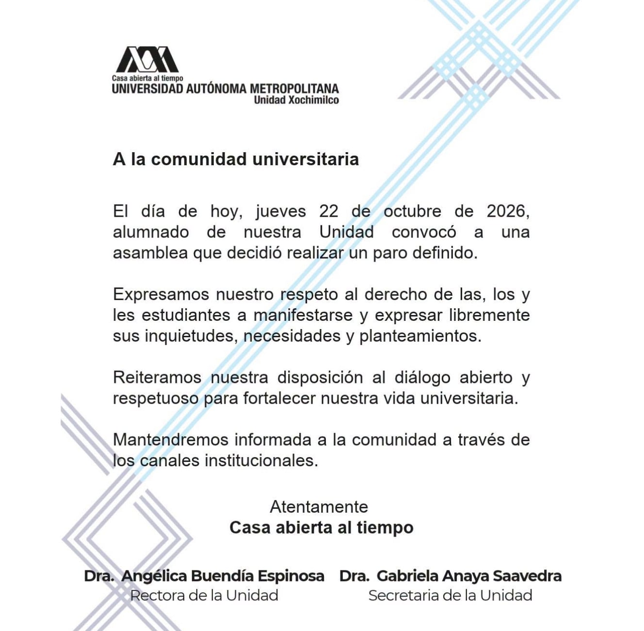UAM Xochimilco anuncia paro de 48 horas