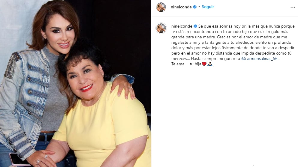 Ninel Conde lamenta muerte de Carmen Salinas.