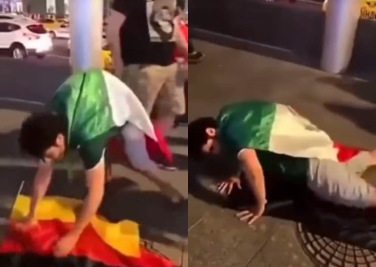 Ryan Hoffman con la bandera de Alemania en 2018