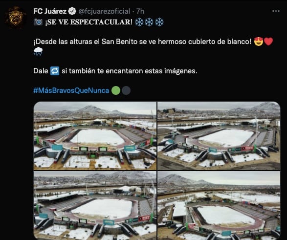 FC Juárez presumió su estadio cubierto de nieve