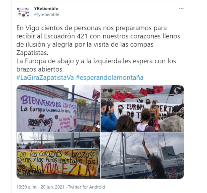 Reciben a Escuadrón 421 del EZLN en España