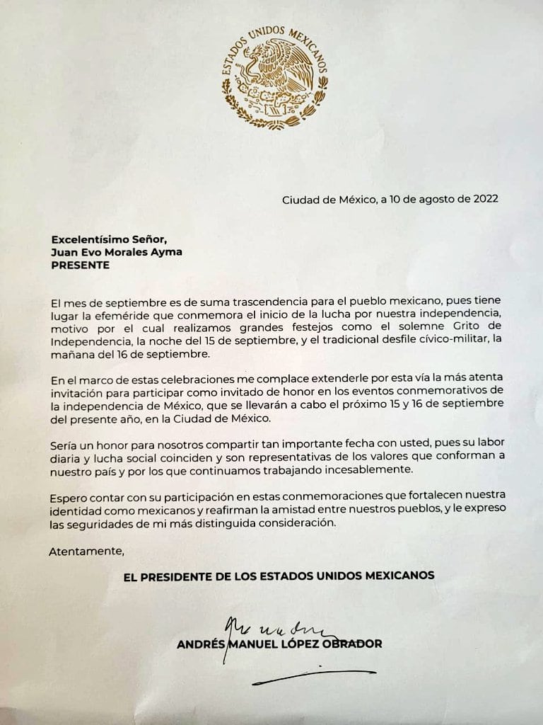 Se armó la fiesta: Evo Morales presume invitación de AMLO para ceremonia de El Grito el 15 de septiembre
